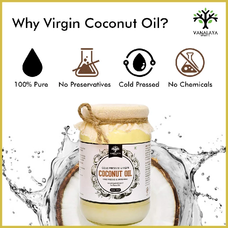 Vanalaya cold Pressed Virgin coconut oil Edible oil for Cooking skin hair and skin, 500 ml-5.webp